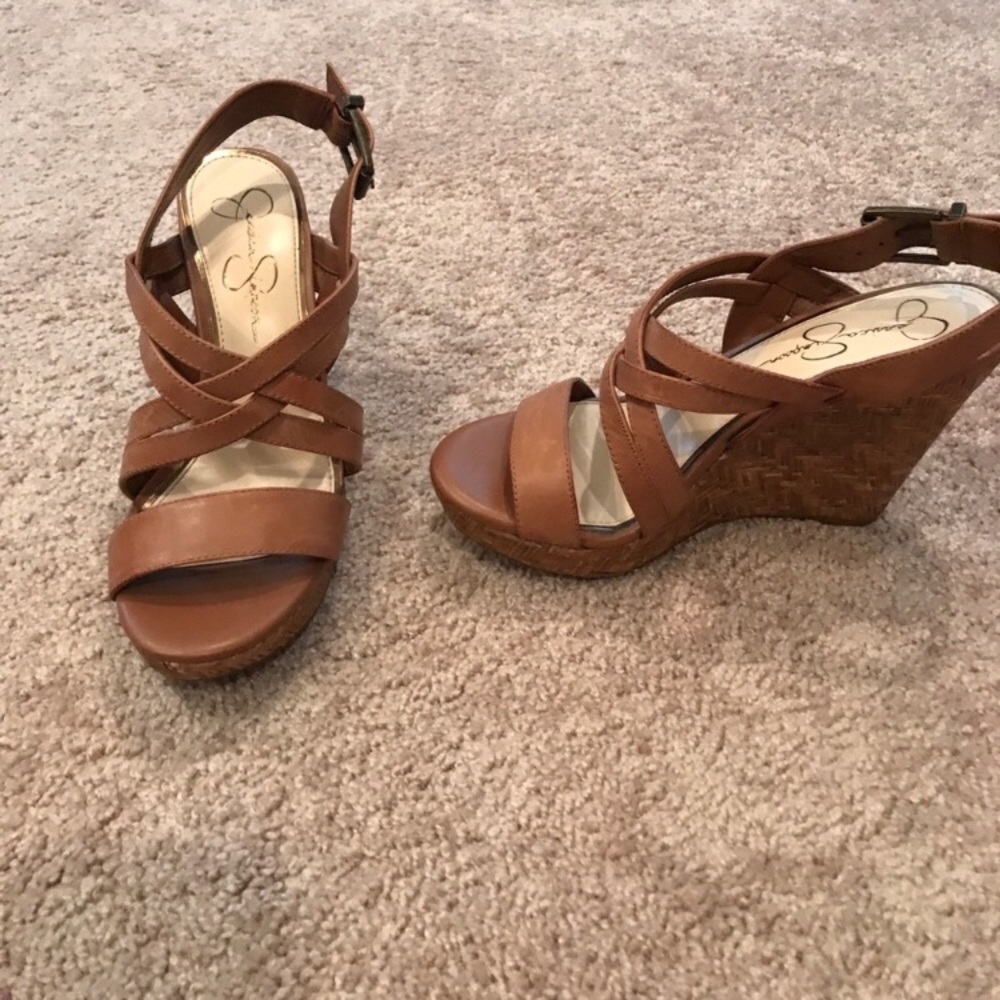 Jessica Simpson tan wedges